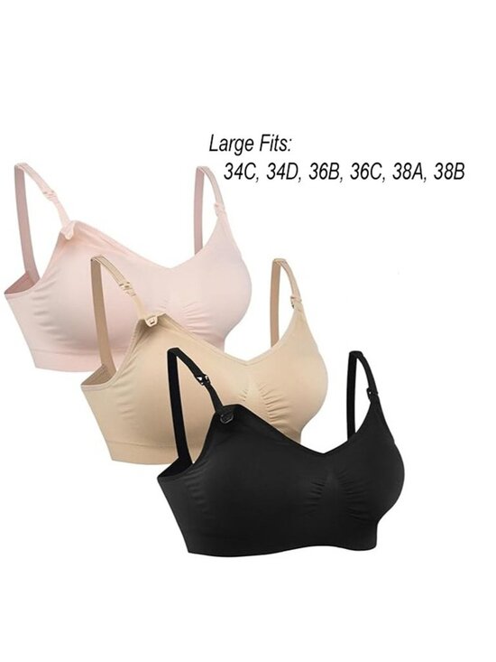 Hofish Other - HOFISH 3 Pack Full Bust Seamless Nursing Maternity Bra Size Large Pink Black Tan
